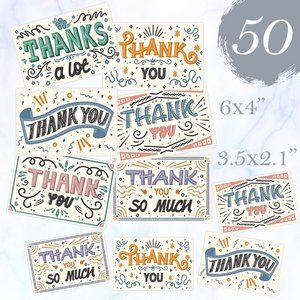 50  Pcs.Thank you Cards Assorted 6x4" & 3.5x2"